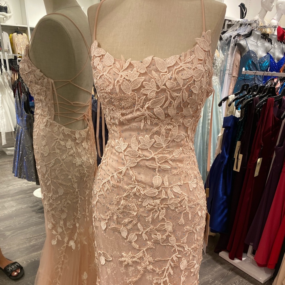 Blush and light purple dresses (